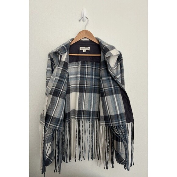 Idyllwind Boho Western Shacket Jacket L Cropped Plaid Fringe Cowgirl Festival - Picture 8 of 10